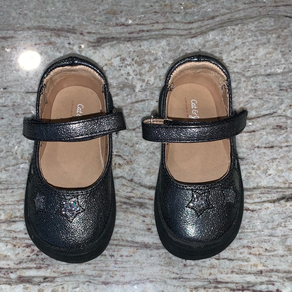 Cat and Jack black sparkle glitter maryjane shoes